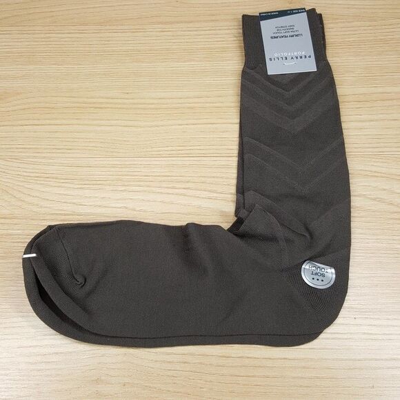 PERRY ELLIS Mens Dress Socks Brown Luxury Nylon Textured Ultra Soft Comfort - Picture 1 of 4